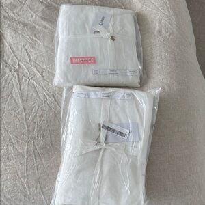 NWT QUINCE Set Of 2 48x96 European Linen Curtains White 1112